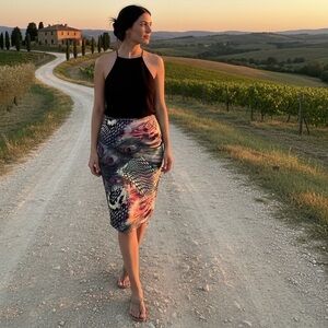 Stunning Mario Serrani Peacock Pencil Skirt 8